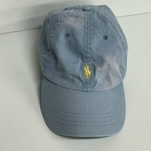 Damaged Polo Ralph Lauren Cap One Size Light Blue Yellow Pony Classic Preppy Hat